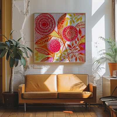 Layered Botanical Watercolour - Square Stretched Canvas, Poster or Fine Art Print I Heart Wall Art