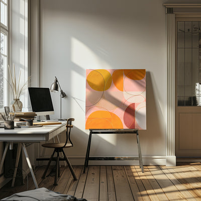 Mid Century Curry Yellow Blush Spring - Square Stretched Canvas, Poster or Fine Art Print I Heart Wall Art