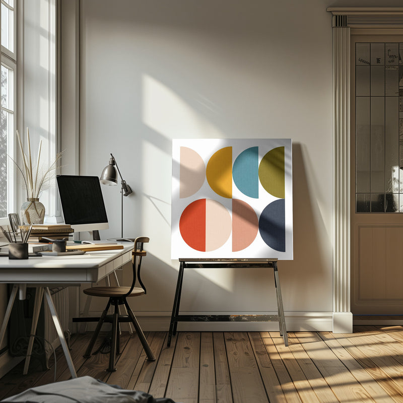 Mid Century Geometric Color Play - Square Stretched Canvas, Poster or Fine Art Print I Heart Wall Art