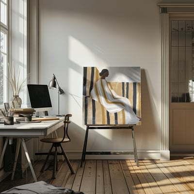 Lady In Stripes - Square Stretched Canvas, Poster or Fine Art Print I Heart Wall Art