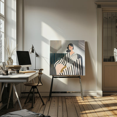 Woman In Recline - Square Stretched Canvas, Poster or Fine Art Print I Heart Wall Art