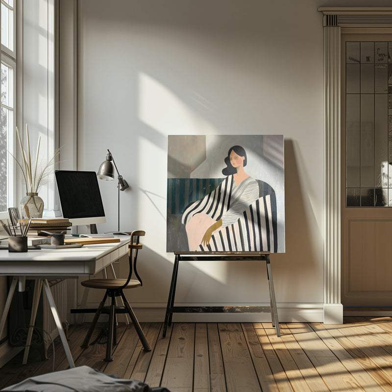 Woman In Recline - Square Stretched Canvas, Poster or Fine Art Print I Heart Wall Art