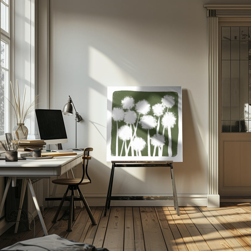 Green Abstract - Square Stretched Canvas, Poster or Fine Art Print I Heart Wall Art