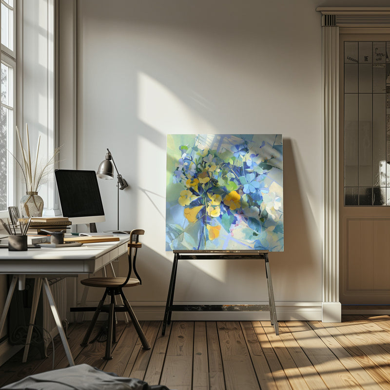 Wellow Oil Canvas  100 100  2011 - Square Stretched Canvas, Poster or Fine Art Print I Heart Wall Art