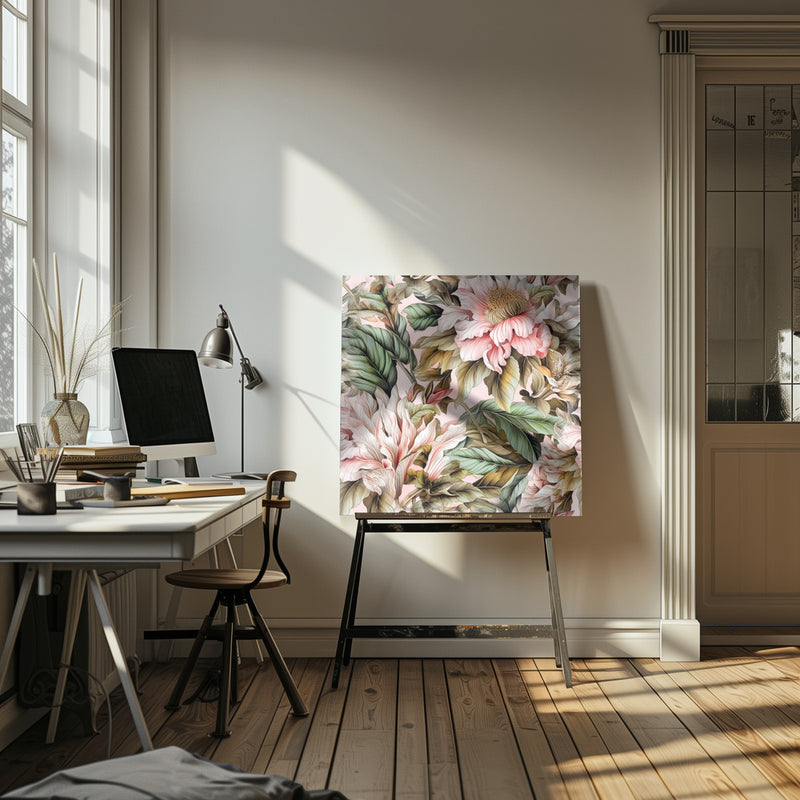 Watercolor Botany Floral Art 17 - Square Stretched Canvas, Poster or Fine Art Print I Heart Wall Art