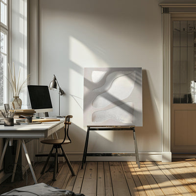 Flowing Shapes in Soft Neutral Tones - Square Stretched Canvas, Poster or Fine Art Print I Heart Wall Art