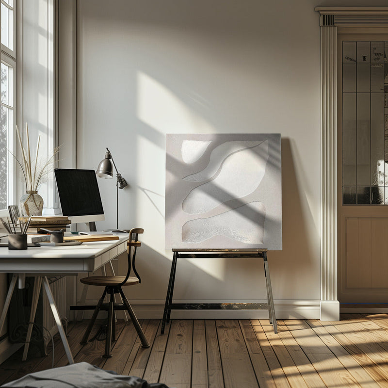 Flowing Shapes in Soft Neutral Tones - Square Stretched Canvas, Poster or Fine Art Print I Heart Wall Art