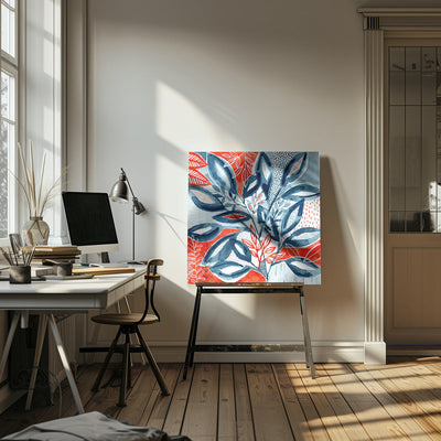 Layered Botanical Watercolour - Square Stretched Canvas, Poster or Fine Art Print I Heart Wall Art