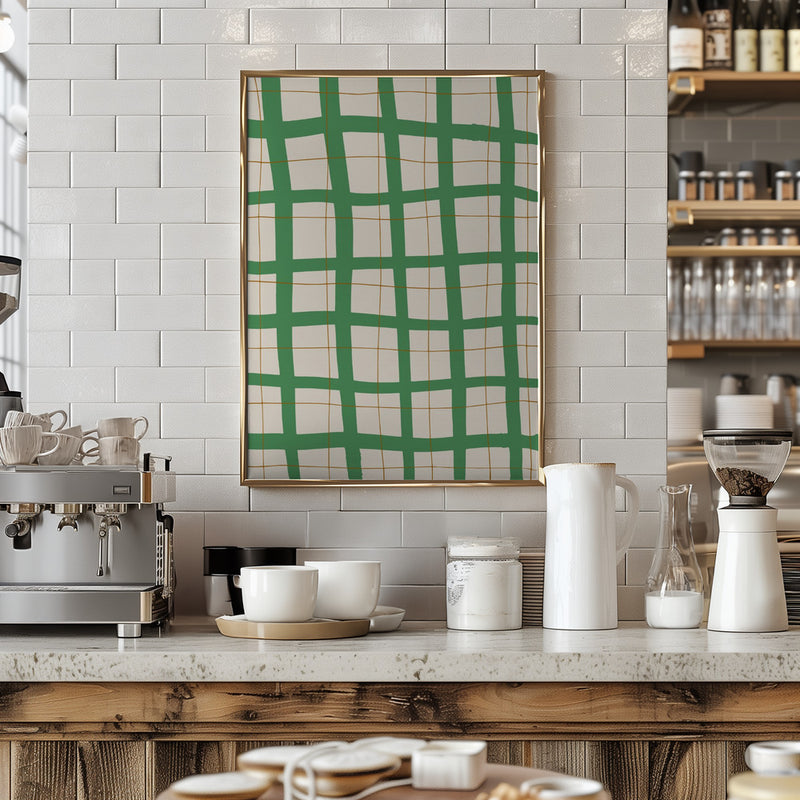 Green Grid - Stretched Canvas, Poster or Fine Art Print I Heart Wall Art