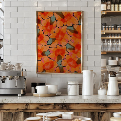 Orange Big Flowers - Stretched Canvas, Poster or Fine Art Print I Heart Wall Art