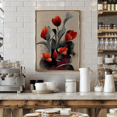 Red Tulips - Stretched Canvas, Poster or Fine Art Print I Heart Wall Art