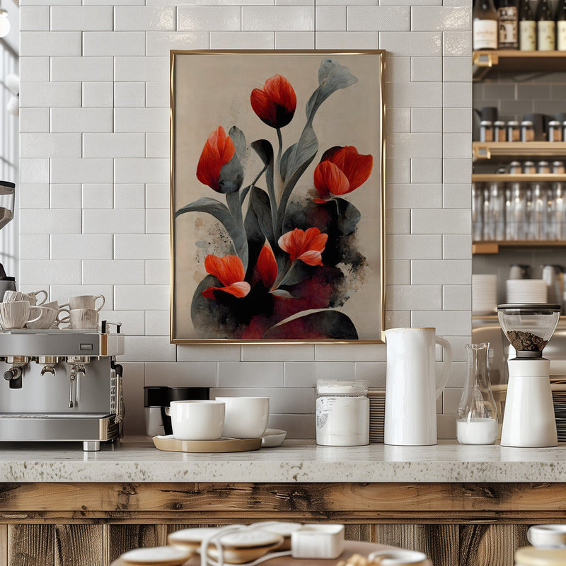Red Tulips - Stretched Canvas, Poster or Fine Art Print I Heart Wall Art