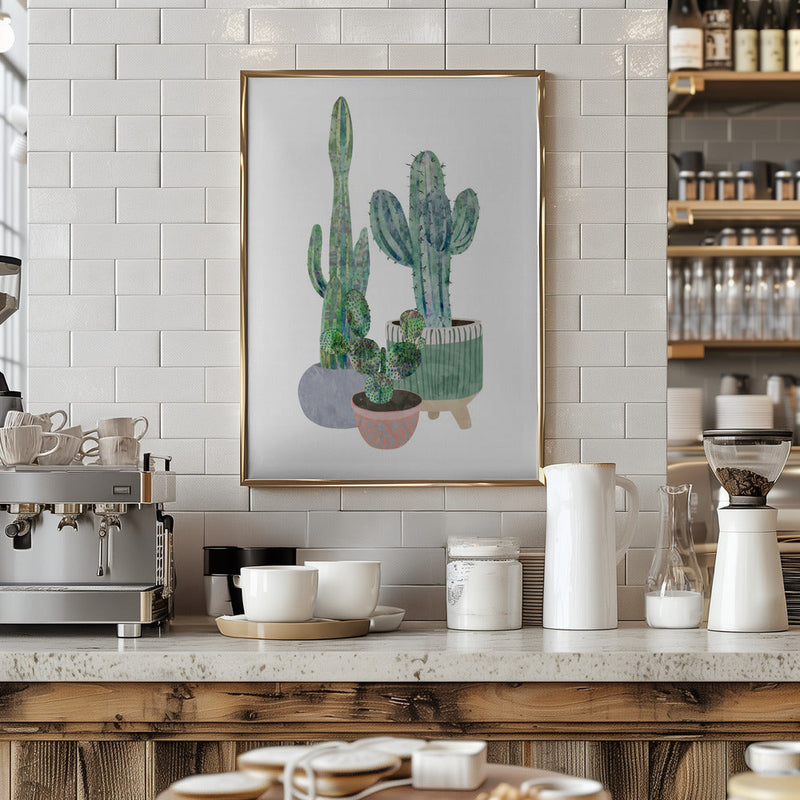Scandi Japandi Cactus trio - Stretched Canvas, Poster or Fine Art Print I Heart Wall Art