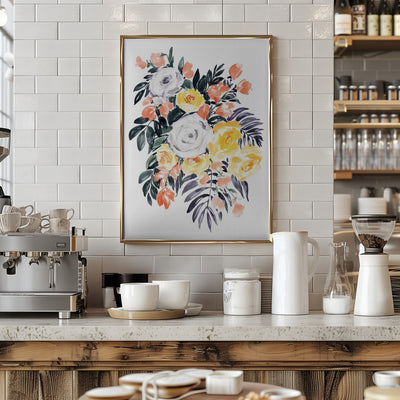 Harriet bouquet in coral - Stretched Canvas, Poster or Fine Art Print I Heart Wall Art