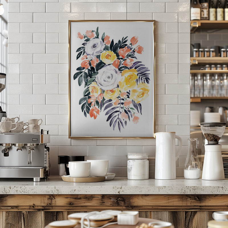 Harriet bouquet in coral - Stretched Canvas, Poster or Fine Art Print I Heart Wall Art