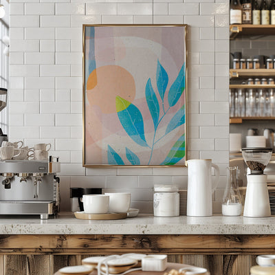 Blue Leaves - Stretched Canvas, Poster or Fine Art Print I Heart Wall Art