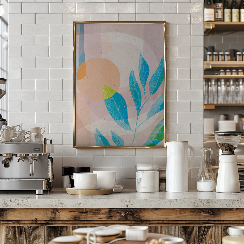 Blue Leaves - Stretched Canvas, Poster or Fine Art Print I Heart Wall Art