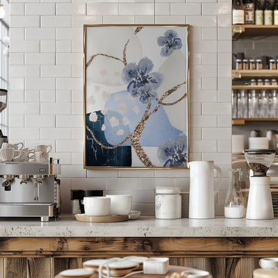 Floral Blue-3 - Stretched Canvas, Poster or Fine Art Print I Heart Wall Art