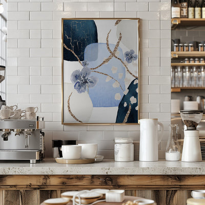 Floral Blue-2 - Stretched Canvas, Poster or Fine Art Print I Heart Wall Art