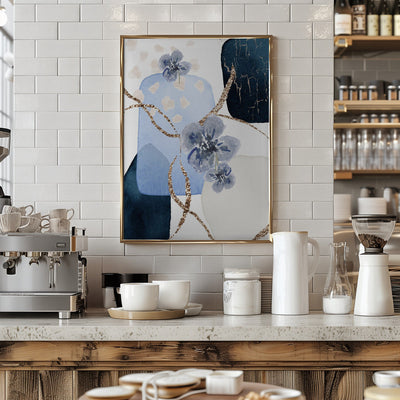 Floral Blue-1 - Stretched Canvas, Poster or Fine Art Print I Heart Wall Art