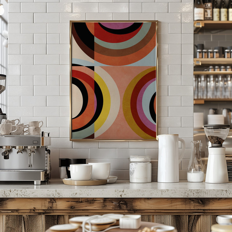 Warm Colors Bauhaus Geometry3 - Stretched Canvas, Poster or Fine Art Print I Heart Wall Art