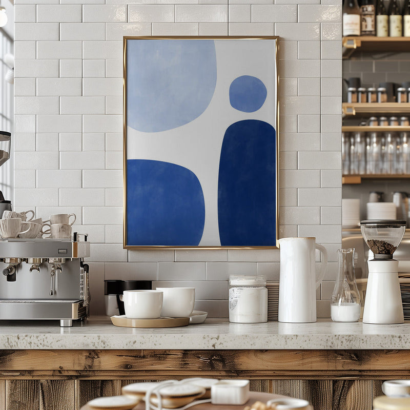 Blue Geometric Flow - Stretched Canvas, Poster or Fine Art Print I Heart Wall Art