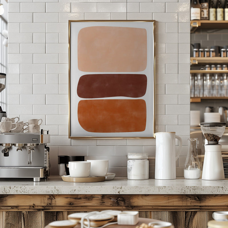 Three Stacked Earthy Toned Rectangles - Stretched Canvas, Poster or Fine Art Print I Heart Wall Art