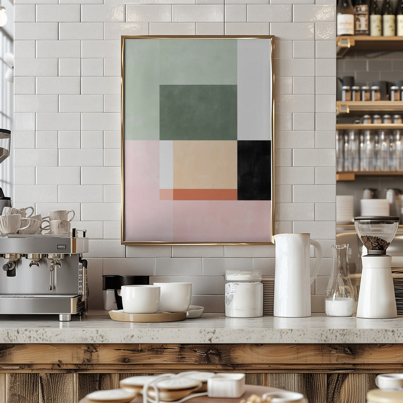 Abstract Composition With Geometric Shapes - Stretched Canvas, Poster or Fine Art Print I Heart Wall Art