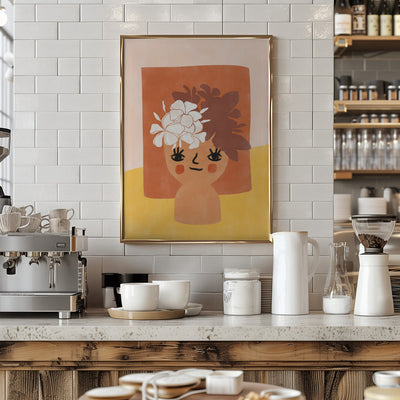 Floral Whimsy Face - Stretched Canvas, Poster or Fine Art Print I Heart Wall Art