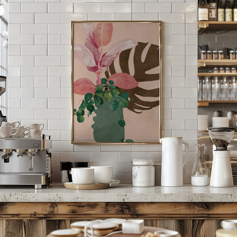 Leaves More 6 Pink - Stretched Canvas, Poster or Fine Art Print I Heart Wall Art