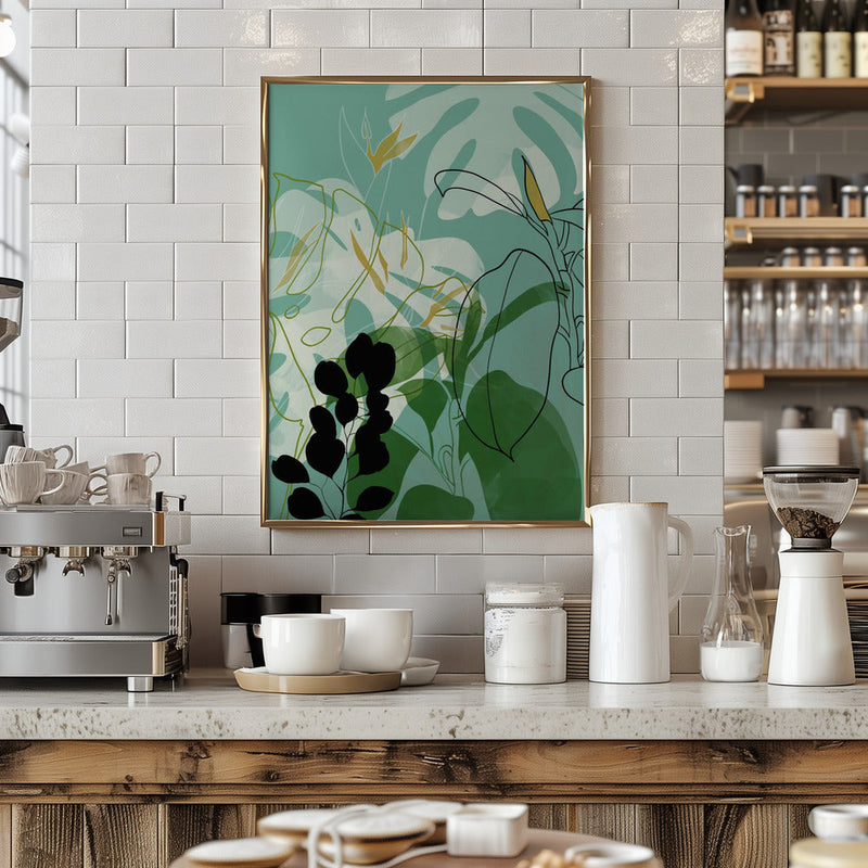 Leaves Line Boho2 - Stretched Canvas, Poster or Fine Art Print I Heart Wall Art