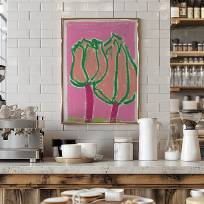 Pink Tulips - Stretched Canvas, Poster or Fine Art Print I Heart Wall Art