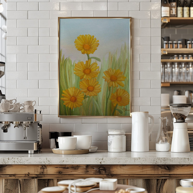 Field of Yellow Daisies - Stretched Canvas, Poster or Fine Art Print I Heart Wall Art