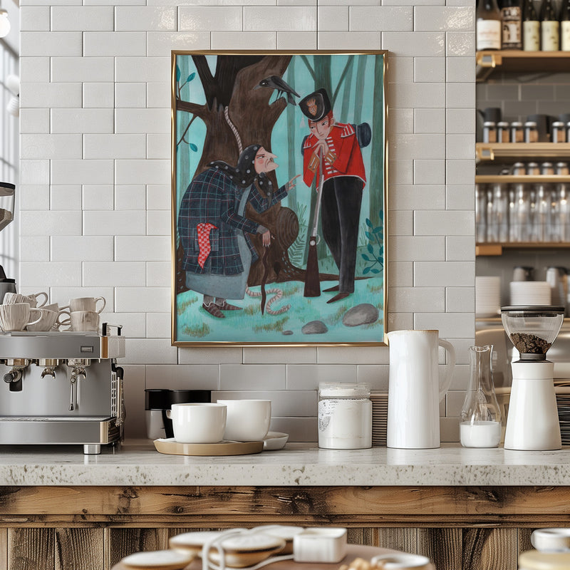 Fairy tale soldier and the witch - Stretched Canvas, Poster or Fine Art Print I Heart Wall Art