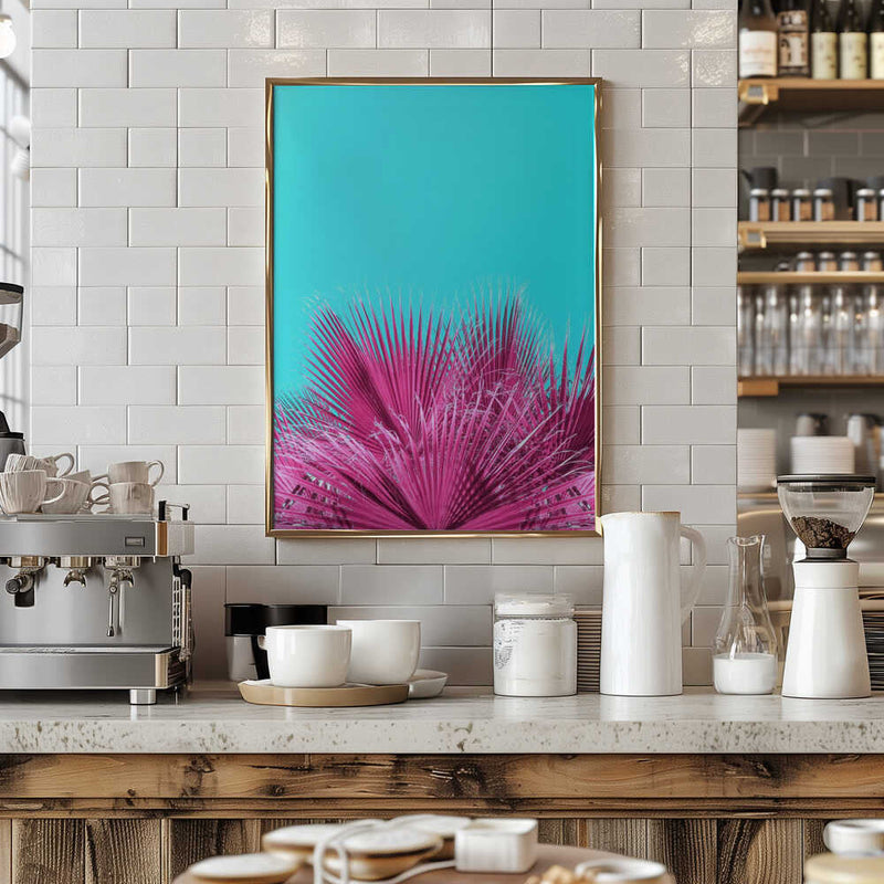 Electric Pink Palm Fronds - Stretched Canvas, Poster or Fine Art Print I Heart Wall Art
