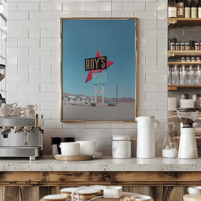 Roy&#039;s Motel Cafe Retro Sign - Stretched Canvas, Poster or Fine Art Print I Heart Wall Art