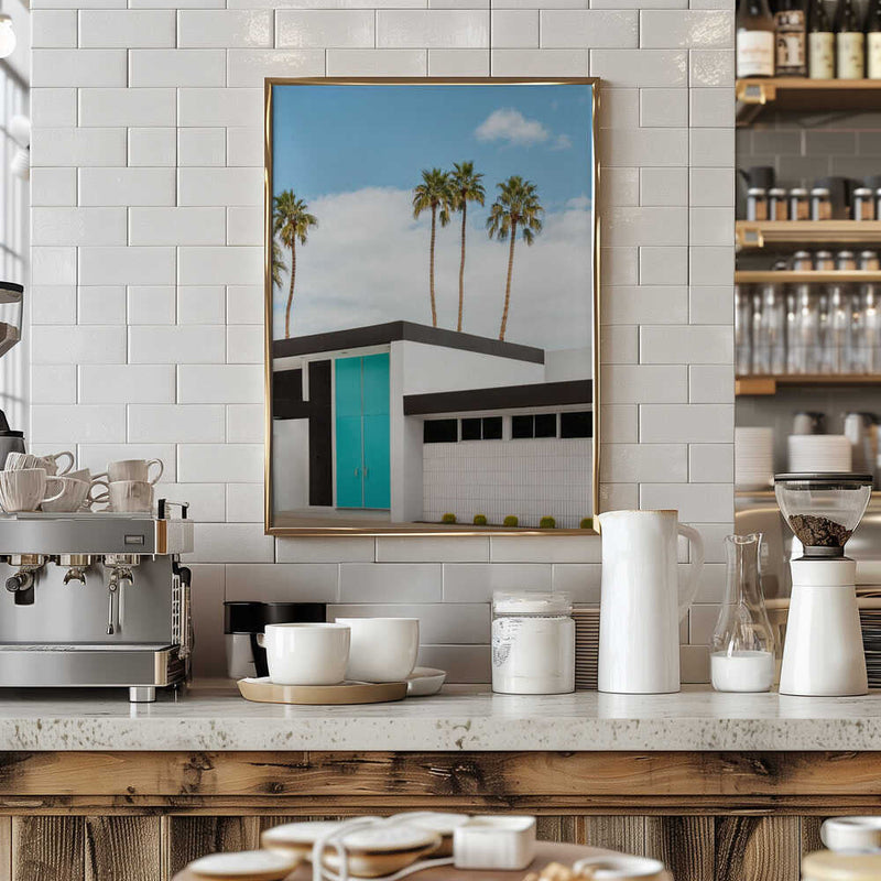 Turquoise Blue Doors on a Modern Home - Stretched Canvas, Poster or Fine Art Print I Heart Wall Art