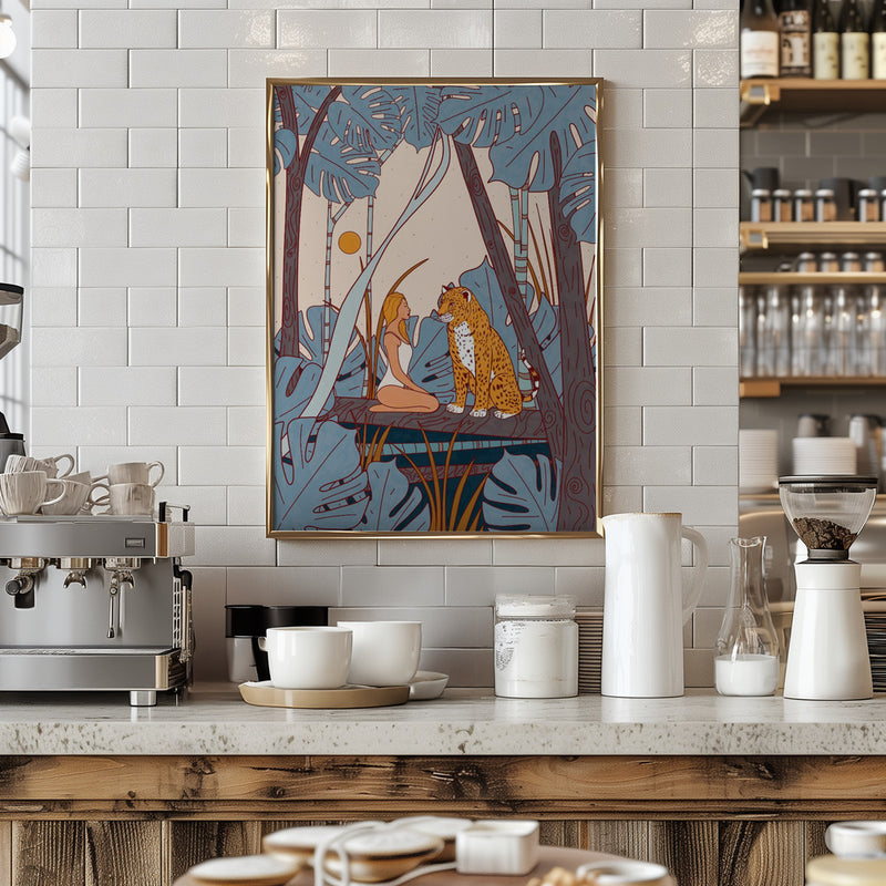 The Girl and the Leopard - Stretched Canvas, Poster or Fine Art Print I Heart Wall Art