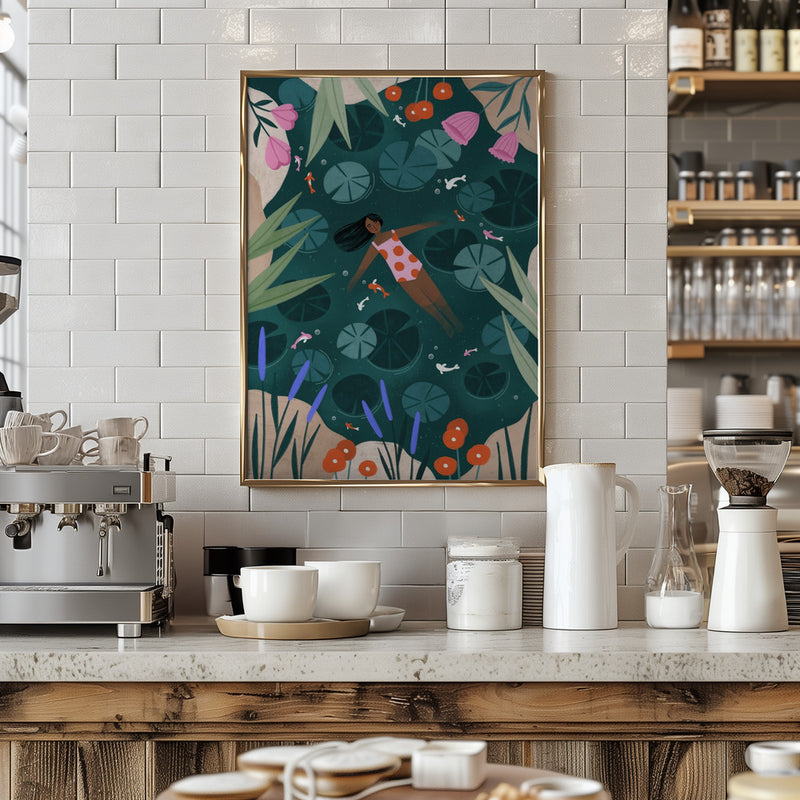 Wild Swimming - Stretched Canvas, Poster or Fine Art Print I Heart Wall Art