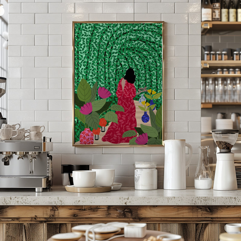 9933x14043 Din 74 Girl At Her Garden - Stretched Canvas, Poster or Fine Art Print I Heart Wall Art