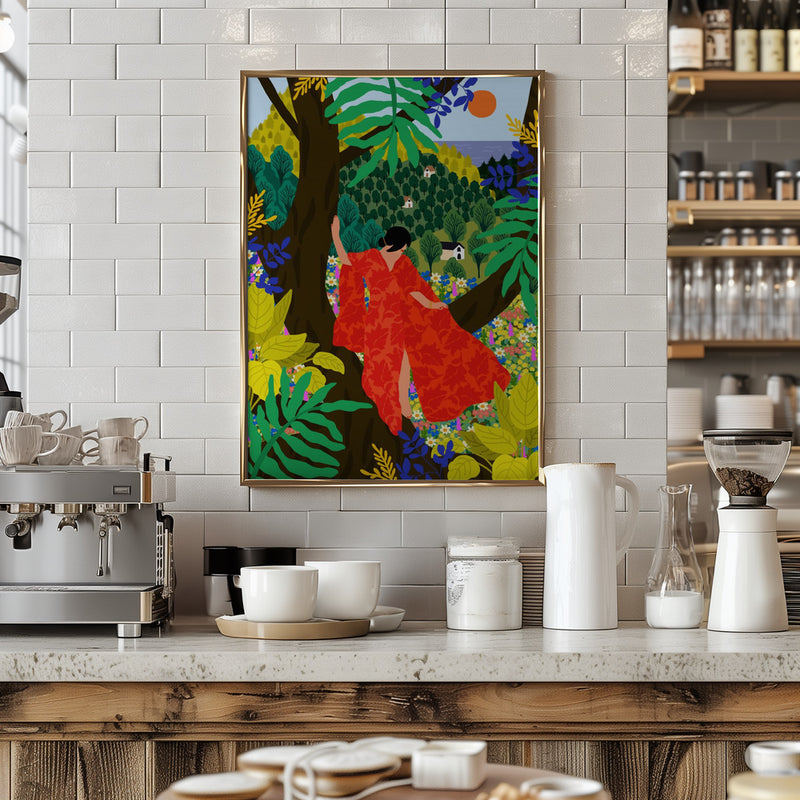 9933x14043 Din 76 Girl In a Tree - Stretched Canvas, Poster or Fine Art Print I Heart Wall Art