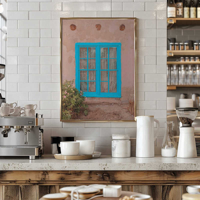 Turquoise Window - Taos, New Mexico - Stretched Canvas, Poster or Fine Art Print I Heart Wall Art