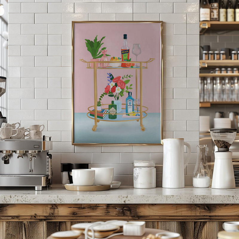 Bar Cart - Stretched Canvas, Poster or Fine Art Print I Heart Wall Art
