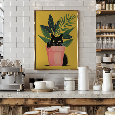 Cat In the Plant - Stretched Canvas, Poster or Fine Art Print I Heart Wall Art