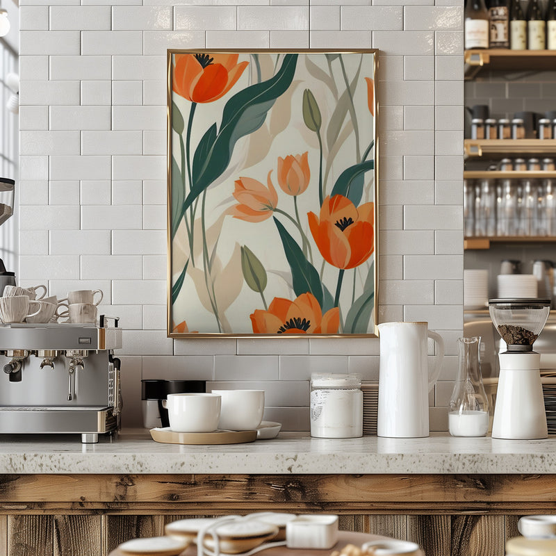 Orange Tulips - Stretched Canvas, Poster or Fine Art Print I Heart Wall Art