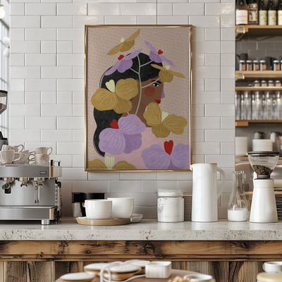 Hidden behind yellow purple flowers - Stretched Canvas, Poster or Fine Art Print I Heart Wall Art