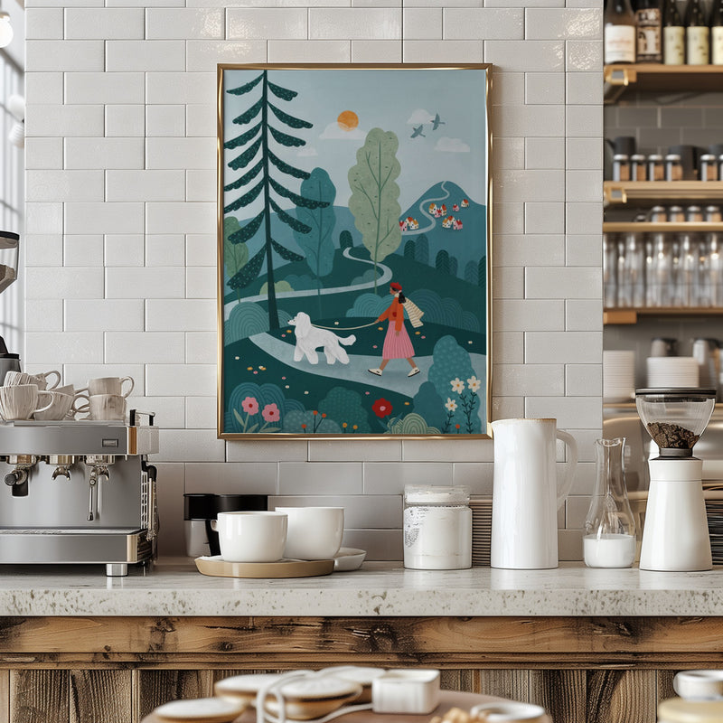 Poodle Walk - Stretched Canvas, Poster or Fine Art Print I Heart Wall Art