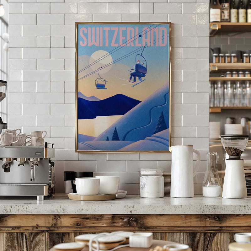 Ski Switzerland - Stretched Canvas, Poster or Fine Art Print
