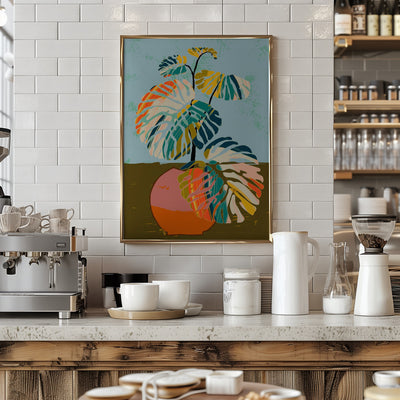 Colorful Monstera Leaves - Stretched Canvas, Poster or Fine Art Print I Heart Wall Art