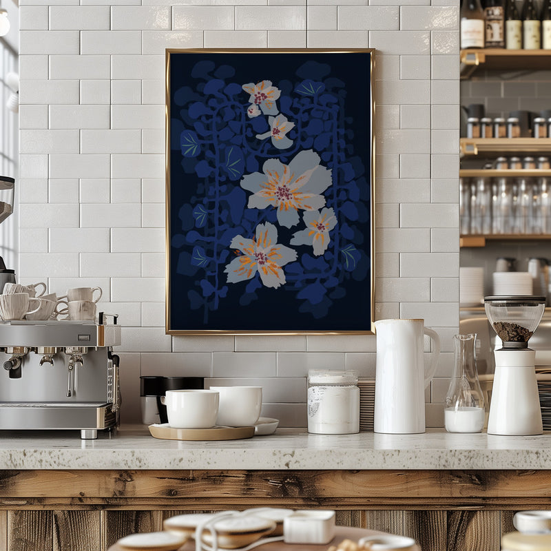 Orchids Shadow Blue Notes - Stretched Canvas, Poster or Fine Art Print I Heart Wall Art